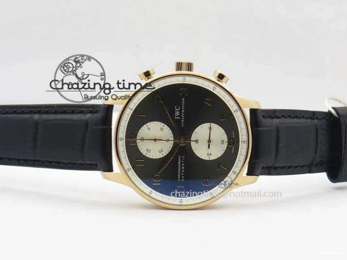 MIROTIME 0324 Portuguese Chrono RG IW371433 Jackie Chan ZF 1:1 Best Edition Gray Dial On Black Leather Strap A7750 V WrinkleFree 7273